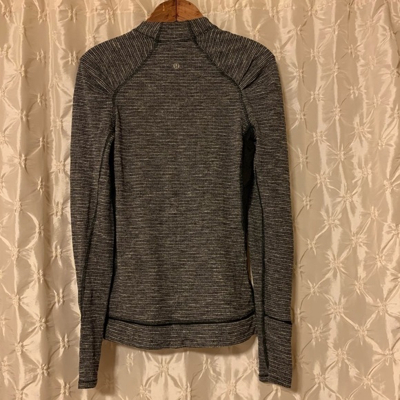 Lululemon Think Fast Long Sleeve Top Heathered Black Grey Activewear Pullover - Picture 3 of 14